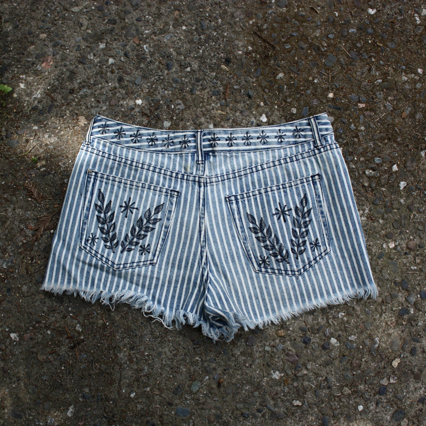 Scorpion pinstripe denim cutoffs